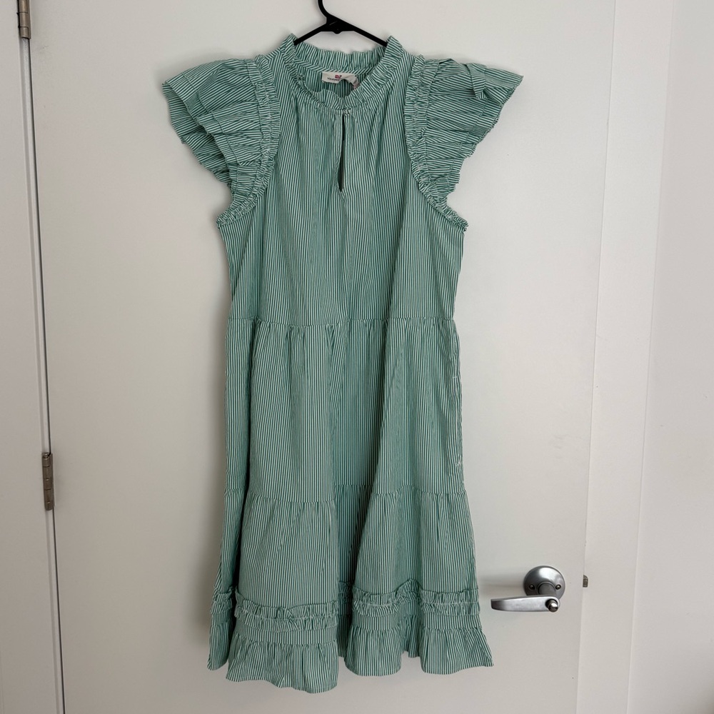 Vineyard Vines Striped Ruffle Neck Dress